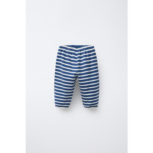 KNIT STRIPE PANTS - Ecru / Blue | ZARA United States