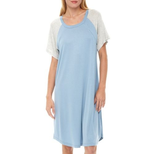 Adr Maternity Nursing Top T-shirt Dress Soft Knit Sleep Shirt W/ Zipper Breastfeeding Sleepwear Faded Denim Xl