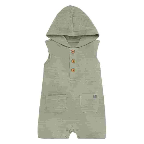 Modern Moments by Gerber Baby Boy Cotton Hooded Sleeveless Romper, Sizes 0/3 Months - 24 Months