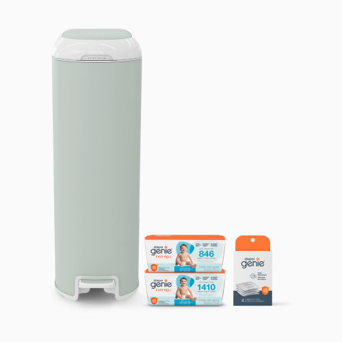 Diaper Genie Platinum Stainless Steel Diaper Pail Gift Set - Sage Green