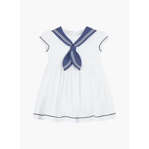 Trotters Heritage Baby Philippa Sailor Dress White and Blue | 12m