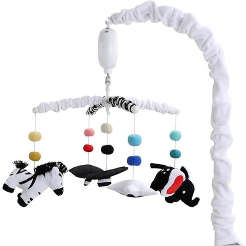 The Peanutshell Baby Crib Mobile for Boys & Girls, Musical, Montessori Nursery Mobiles, Black and White Crib Decor, High Contrast Mobile, Crib Toys Hanging, Crib Accessories Boy