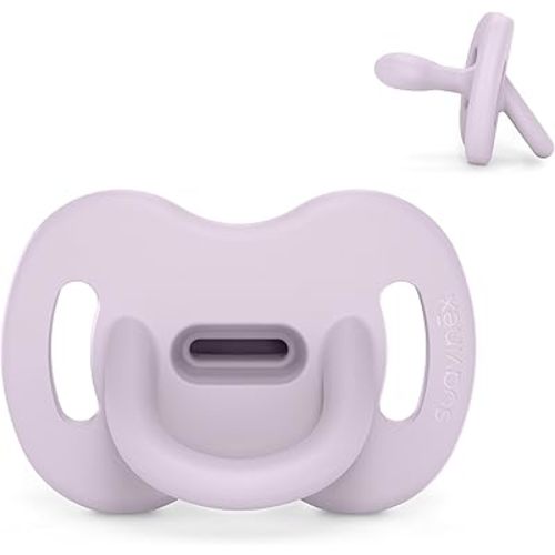 Color Essence SX PRO Silicone Baby Pacifier 1Pk, Made with 100% Soft Silicone, Baby Essentials Perfect for Breastfeeding Babies, Designed in Spain, 6-18 Mths, Lavender