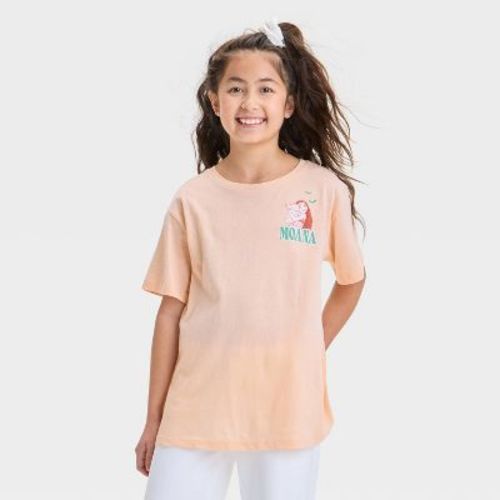 Girls' Moana Ocean Connects Us Oversized Short Sleeve Graphic T-Shirt - Peach Orange M : Target