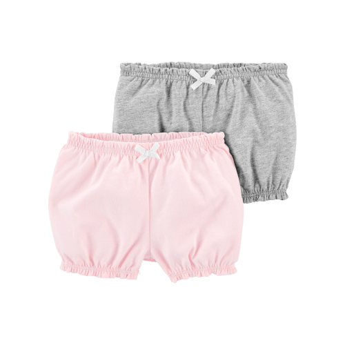 Baby Girl 2-Pack Bubble Shorts - Pink/Grey | Carter's