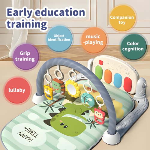 KOPPOP Baby Play Mat with Piano Toys, Tummy Time Activity Gym for Infants 0-12 Months, Dinosaur Playmat Newborn Gift Boy Girl