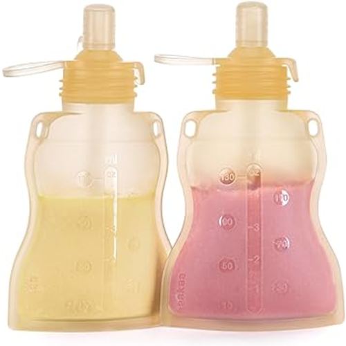 Haakaa Reusable Pouches for Toddlers, Food Grade Silicone, 4oz,2 Pack,6m+(Banana)