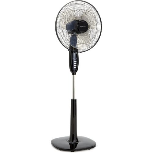 Amazon Basics 16-inch Pedestal Floor Fan Oscillating Remote, 3-Speed, Energy-Efficient, Black