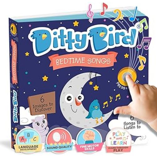 DITTY BIRD Musical Books for Toddlers | Bedtime Sound Book | Twinkle Twinkle Little Star Nursery Rhyme Toys | Interactive Toddler Books for 1 Year Old to 3 Year Olds | Sturdy Sing Along Talking Book