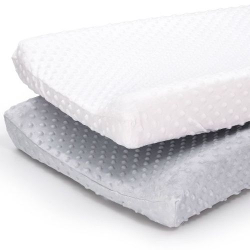 The Peanutshell Minky Dot Solid Changing Pad Covers - Gray/white 2pk