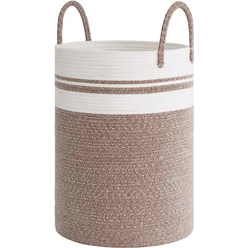 CHICVITA Baby Nursery Laundry Hamper, Tall Woven Rope Laundry Basket with Handle for Clothes, Towels, Toys, Blankets, Jute Basket Decor for Living Room, 15 x 20 inches, 58L