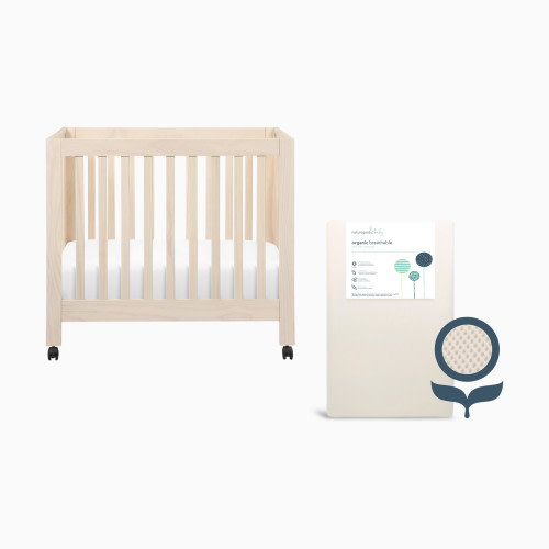 babyletto x Naturepedic Mini Origami Crib & Mini Organic Mattress Bundle - Washed Natural