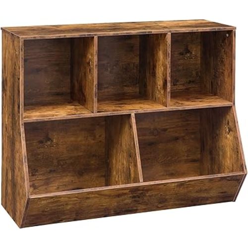 HOOBRO Kids Bookshelf, Bookcase Footboard, Toy Storage Cubby, 39.4" L Children's Toy Shelf, Toy Storage Cabinet, Fit for Children's Room, Playroom, Hallway, Kindergarten, Rustic Brown BF132CW01