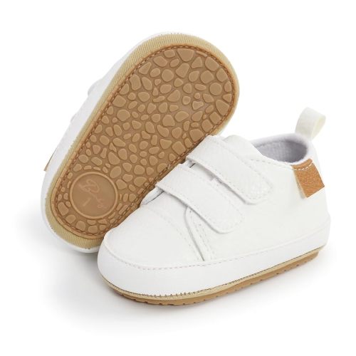 SOFMUO Baby Boys Girls High Top Ankle PU Leather Sneakers Soft Rubber Sole Infant Moccasins Newborn Oxford Loafers Anti-Slip Toddler Wedding Uniform Dress Shoes