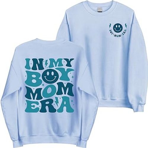 MadalenStore In My Boy Mom Era Sweatshirt - Groovy Boy Mom Era 2 Side Graphic Crewneck
