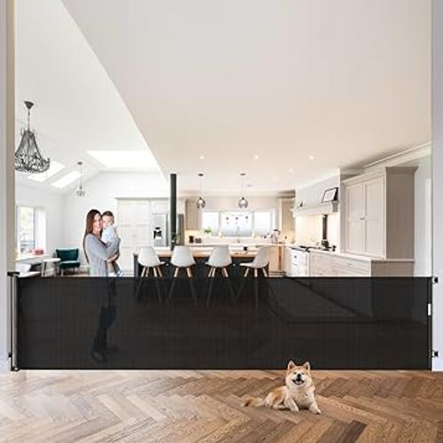 Mom's Choice Awards Winner - 120 Inch Extra Wide Baby Gate for Large Opening Retractable Baby Gates for Doorway Extra Long Dog Gate for the House Outdoor Large Pet Gates for Dog Indoor Mesh Child Gate