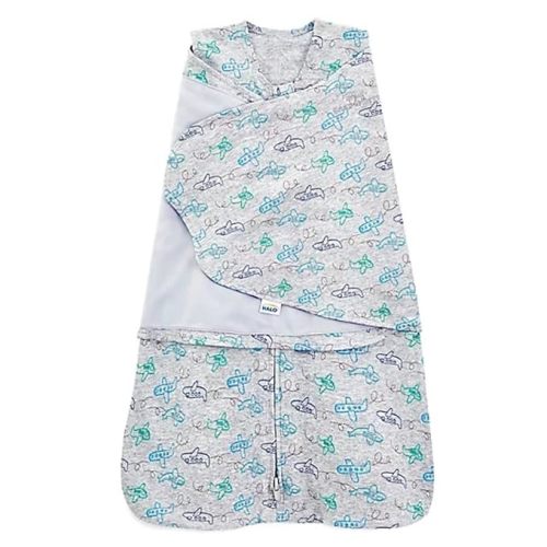 HALO 100% Cotton Sleepsack Swaddle, 3-Way Adjustable Wearable Blanket, TOG 1.5, Planes, Newborn, 0-3 Months