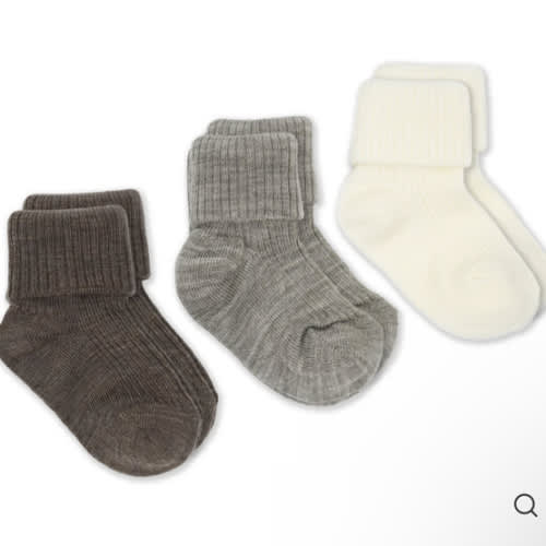Wool Socks, Baby and Toddler, Brown-Gray & White