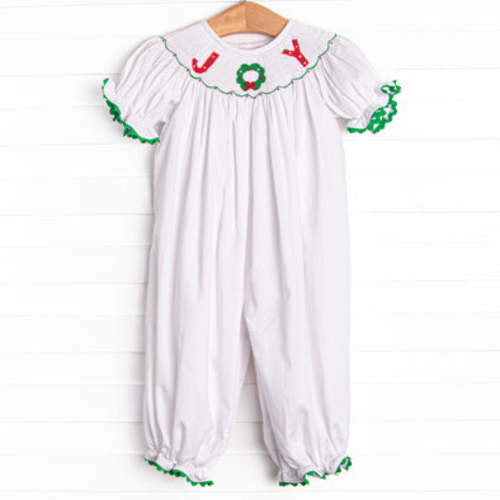 Joy of Christmas Smocked Romper, White – Stitchy Fish