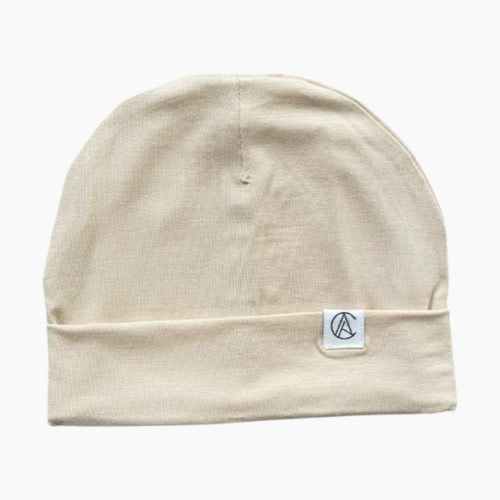 Aarin & Co. Satin Lined Jersey Beanie - Beige, 0-3 M