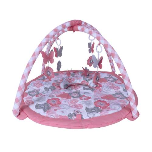 Bacati - Playmat/Baby Activity Gym with Mat, Watercolors Floral Coral Gray