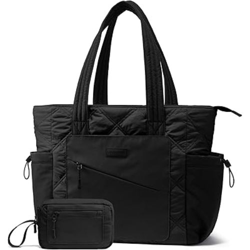LOVEVOOK Tote Bag for Women, Puffer Bag and Work Bags with Zipper for Travel, Daily, School, Quilted Nurse Shoulder, 2pcs
