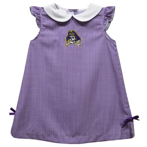 Infant Girls Vive La Fete Purple ECU Pirates Mini Check Pattern A-Line Dress