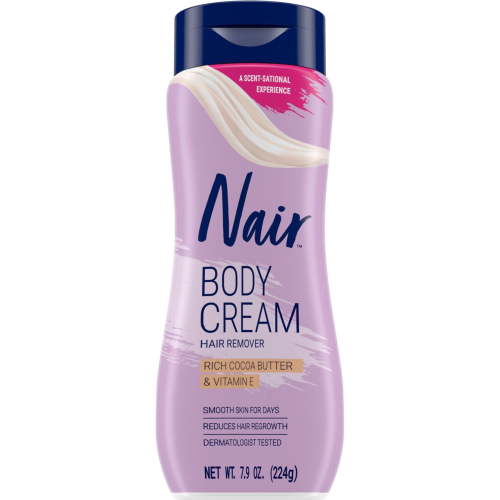Nair Body Cream Hair Remover, Smooth Skin, Cocoa Butter Vitamin E, Bikini Underarm Legs, 7.9 oz