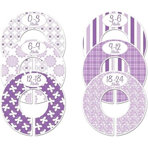 6 Baby Girl Nursery C134 Clothing Size Closet Dividers Purple Theme