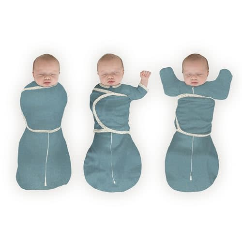 SwaddleDesigns 6-Way Omni Swaddle Sack Arms Up Swaddle for Newborn, More Options to Calm Startle Reflex, Improves Sleep, Easy Transition Baby Sleep Sack, Small, 0-3 Month, Heathered Teal