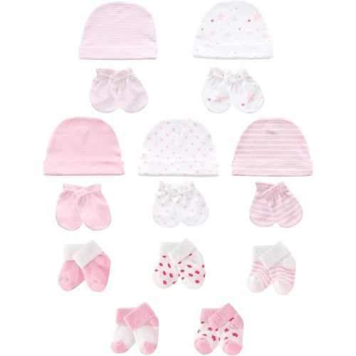 Baby Hats Mittens and Socks Set Soft Cotton Newborn Hat Glove for Boys Girls 0-6 Month
