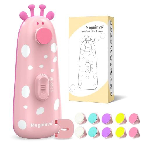 Baby Nail Trimmer Electric Baby Nail File Safe Baby Nail Clippers with Light 10 Grinding Heads Queit Baby Nail Polish Grooming Kit for Newborn Infant Toddler Toes Fingernails Care, Pink