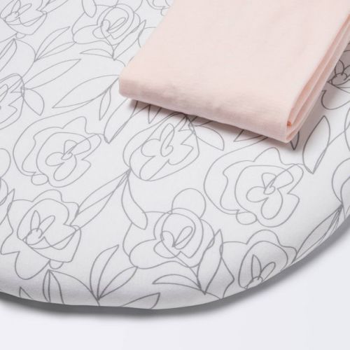 Jersey Bassinet Sheet 2pk - Cloud Island™ Floral And Solid Light Pink