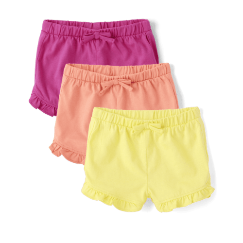 Baby Girls Ruffle Shorts 3-Pack - Pink