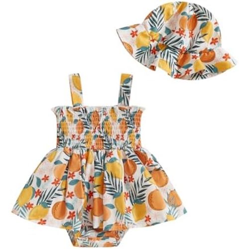 Baby Girl Swimsuit Newborn Summer Bathing Suit Toddler Girl Swim Set with Sunscreen Hat