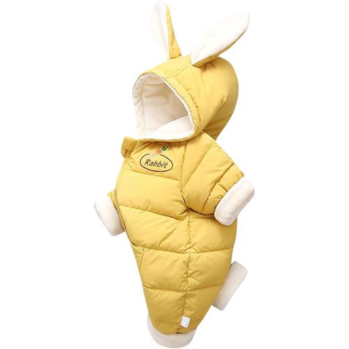 Toddler Windproof Snowsuit Romper Infant Jumpsuit Coat Rabbit Hooded Boys Thick Winter Baby (Yellow, 3-6 Months)