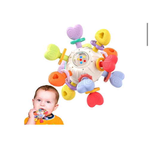 Baby Montessori Rattle & Teething Toys - Safe, Multi-Functional BPA-Free Silicone Sensory Learning Teether Baby Toys for Infant 0-12 Months Teething Relief & Fun Play Perfect Baby Gift for Boys Girls