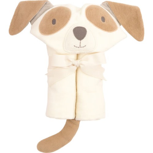 Elegant Baby Terry Velour Hooded Puppy Towel, Beige