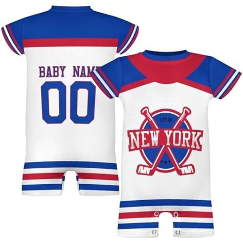 Customize Baby Clothes,Baby Romper,Enter Any Name And Number,Start Being a Fan Of Ice Hockey From a Young Age!