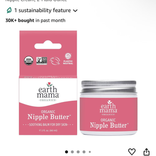 Earth Mama Organic Nipple Butter™ | Nipple Cream Safe for Breastfeeding | Postpartum Essentials for Nursing | Non Lanolin Nipple Cream, 2-Fluid Ounce