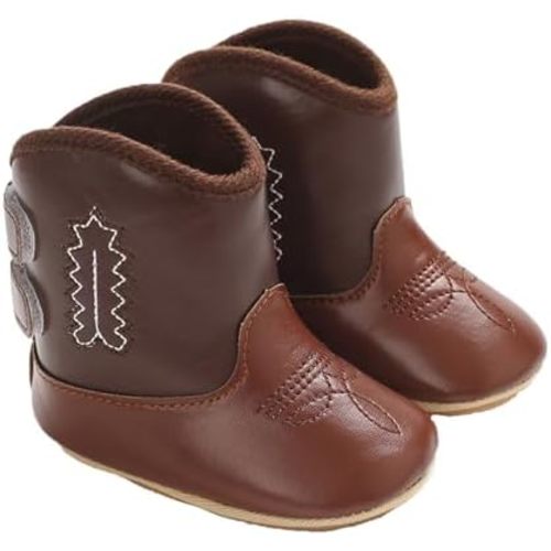 Toddler Infant Leather Soft Sole Cowboy Boots for Baby Boys Girls Newborn Prewalker Non Slip Shoes with Embroidery