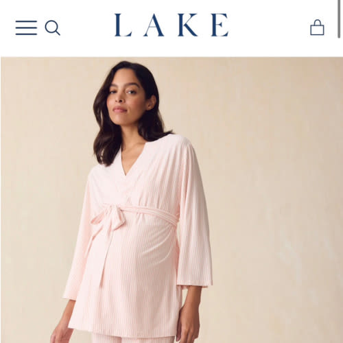 LAKE | Women | DreamModal™ Pajamas | Serene Pink Stripe Maternity Kimono Bundle