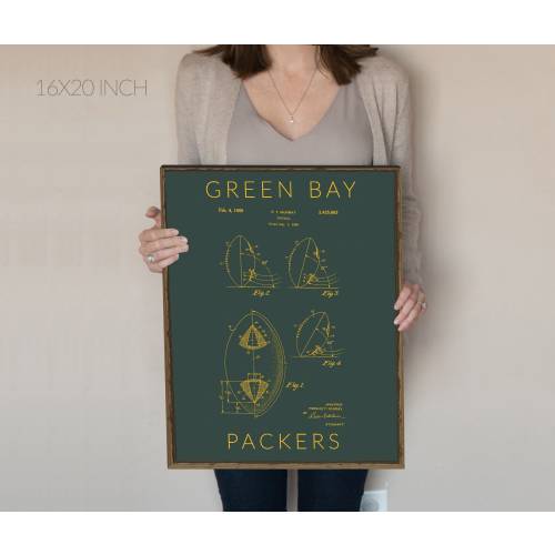 Green Bay Packers Poster. Football Patent Prints. Sports Patent Prints. Green Bay Packers Decor. Print. Gift for Packers Fan Vintage art