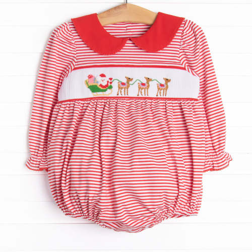 Sleigh Ride Smocked Bubble, Red
      
      
      
        –
        Stitchy Fish