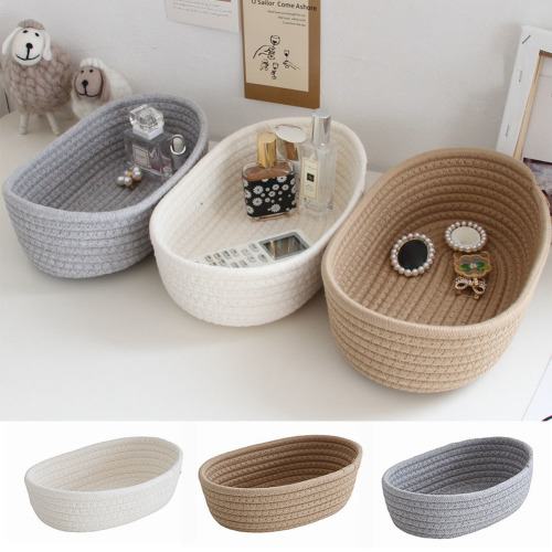Cotton Rope Basket - Woven Storage Basket -Rope Baskets for Kids Home Decor Toy Basket Organizer - Desk Basket Containers