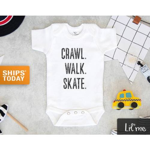 Skater Baby Onesie®  Crawl Walk Skate Baby Onesie®  Cute