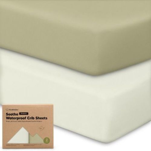 KeaBabies 2pk Soothe Waterproof Fitted Crib Sheets for Girl, Boy, 100% Organic Soft Cotton Crib Mattress Protector Sheet (Oregano)