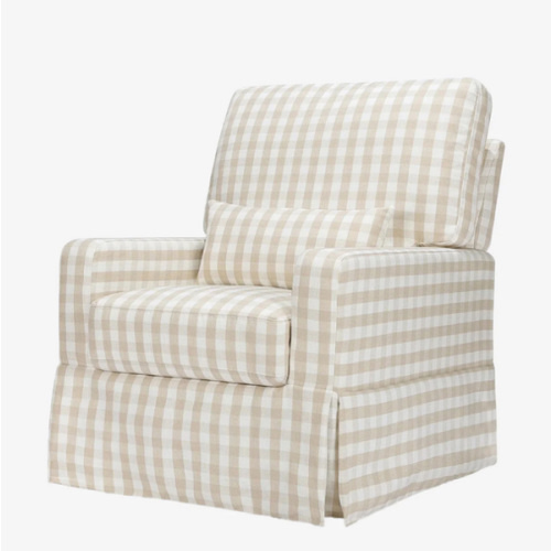 Crawford Pillowback Comfort Swivel Glider in Gingham