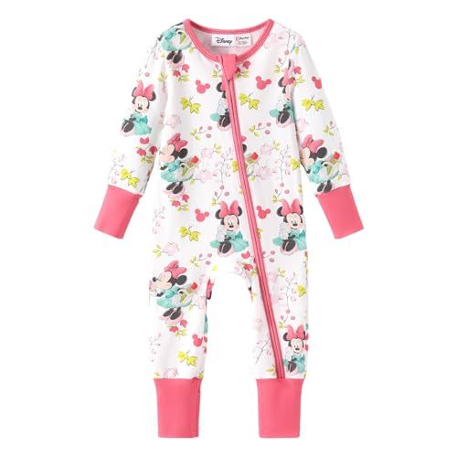Disney Princess Ariel Belle Moana Mickey Minnie Baby Organic Cotton Footie Zipper Pajamas Newborn Infant Romper