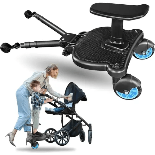 Universal Stroller BoardUniversal Stroller Board 2 in 1 Sit and Stand Stroller Board with Detachable Seat Stroller Attachment Buggy Board for 99% of Strollers Holds Children up to 55lbs, Blue